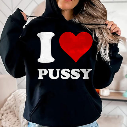 Cat Love Shirt, Funny Cat Lover Gift UnisexT-Shirt/Hoodie/Sweatshirt HLT00 - Red Heart I Love Pussy T-Shirt