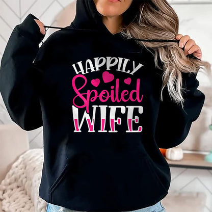 Best Wife Shirt, Wife and Husband Unisex T-Shirt/Hoodie/Sweatshirt HLT00 - Gift for wife T shirt, spoiled wife   Funny Wife Happily Spoiled Wife Premium T-Shirt