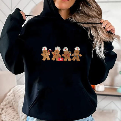 Funny Nurse Shirt, Nurse Unisex T-Shirt/Hoodie/Sweatshirt HLT00 - Nurse Cute Gingerbread Christmas Xmas Holiday Nurses Pajamas T-Shirt