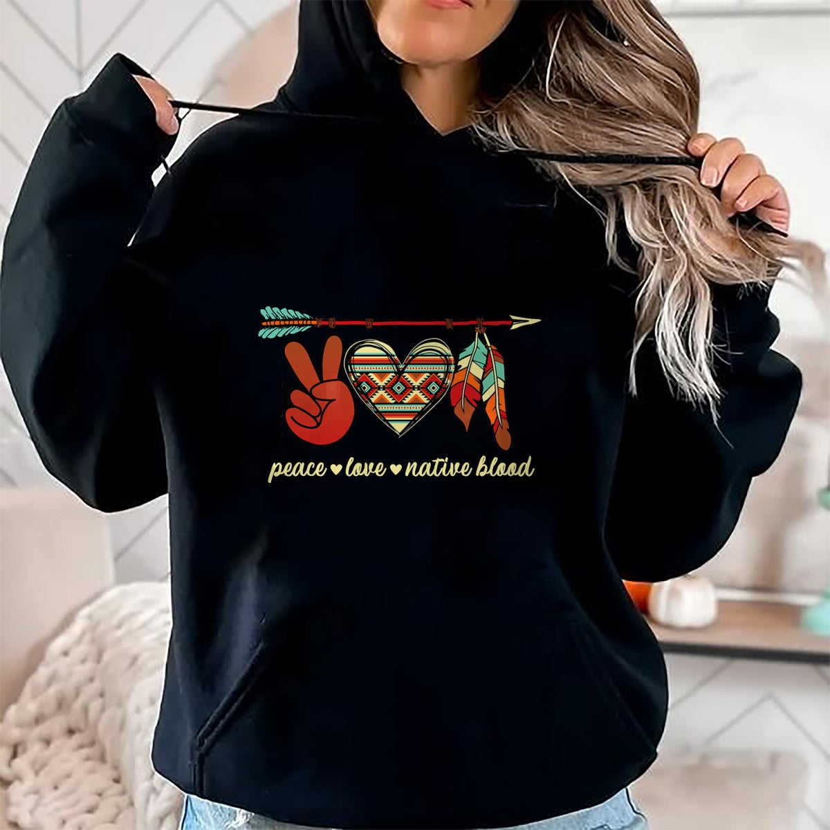 Native American T-Shirts, Vintage Native American Unisex T-Shirt/Hoodie/Sweatshirt HLT00 - Peace Love Native Blood Indigenous People Native American T-Shirt (1) (Copy)
