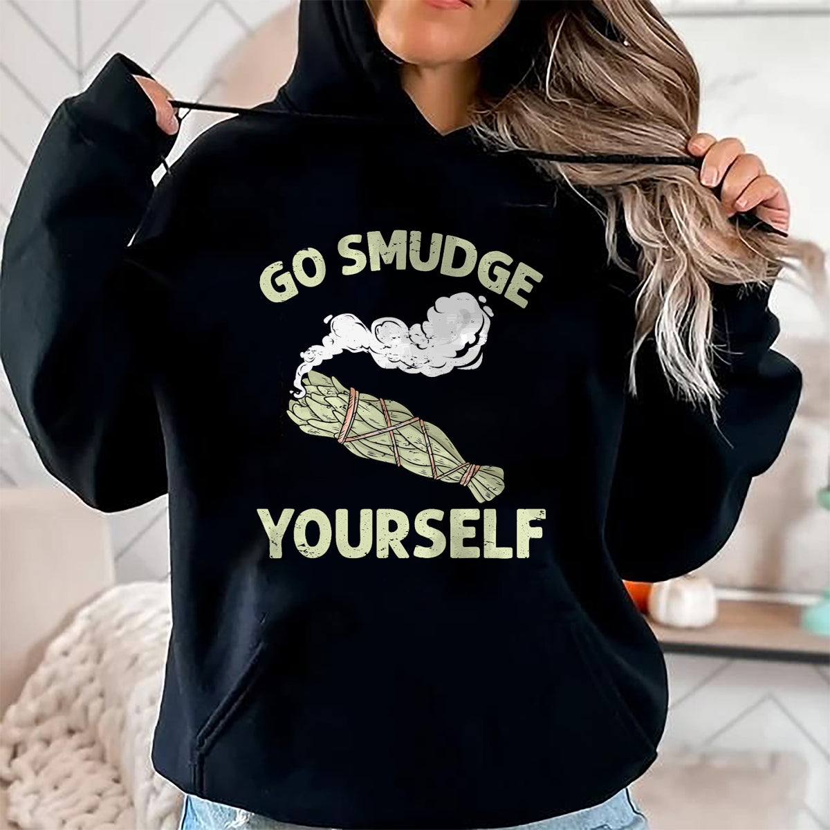 Native American T-Shirts, Vintage Native American Unisex T-Shirt/Hoodie/Sweatshirt HLT00 - Go Smudge Yourself Native American Funny Smudging Feather T-Shirt (3)