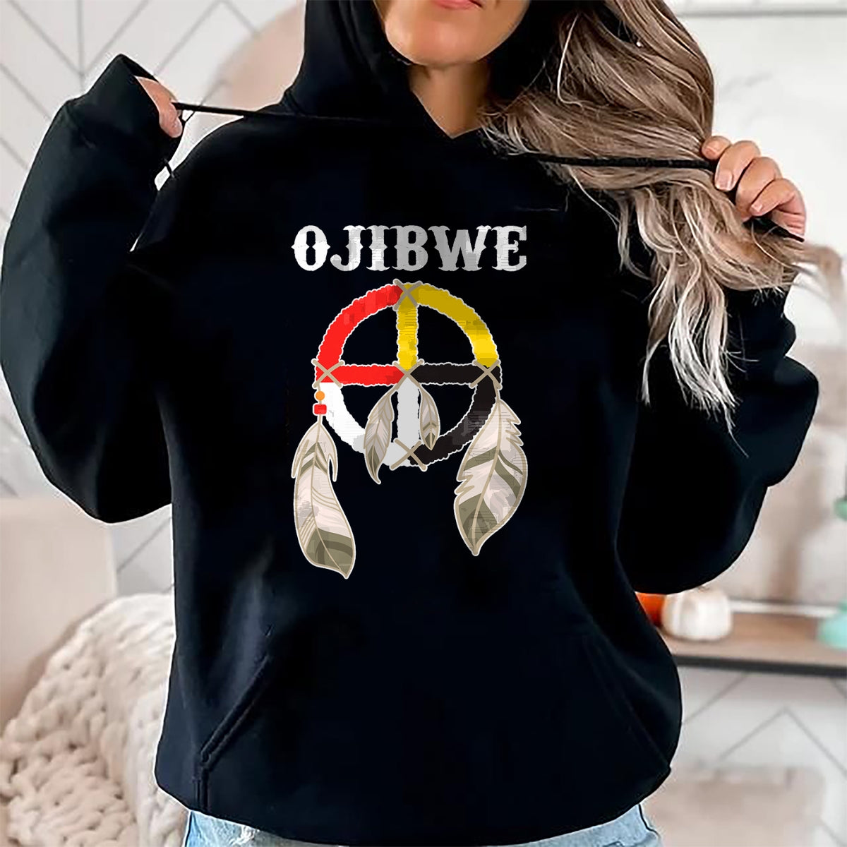 Native American T-Shirts, Vintage Native American Unisex T-Shirt/Hoodie/Sweatshirt HLT00 - Ojibwe Anishinaabeg People Native American Medicine Wheel T-Shirt (1)