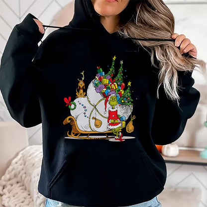 Christmas Shirts for Family, Funny christmas shirts, Christmas Unisex T-Shirt/Hoodie/Sweatshirt HLT00 - Dr. Seuss Grinch Sleigh T-shirt T-Shirt