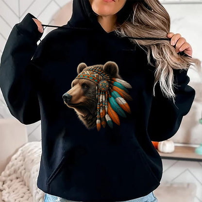Native American T-Shirts, Vintage Native American Unisex T-Shirt/Hoodie/Sweatshirt HLT00 - Native American Bear Artwork Native American Day Design T-Shirt (1)