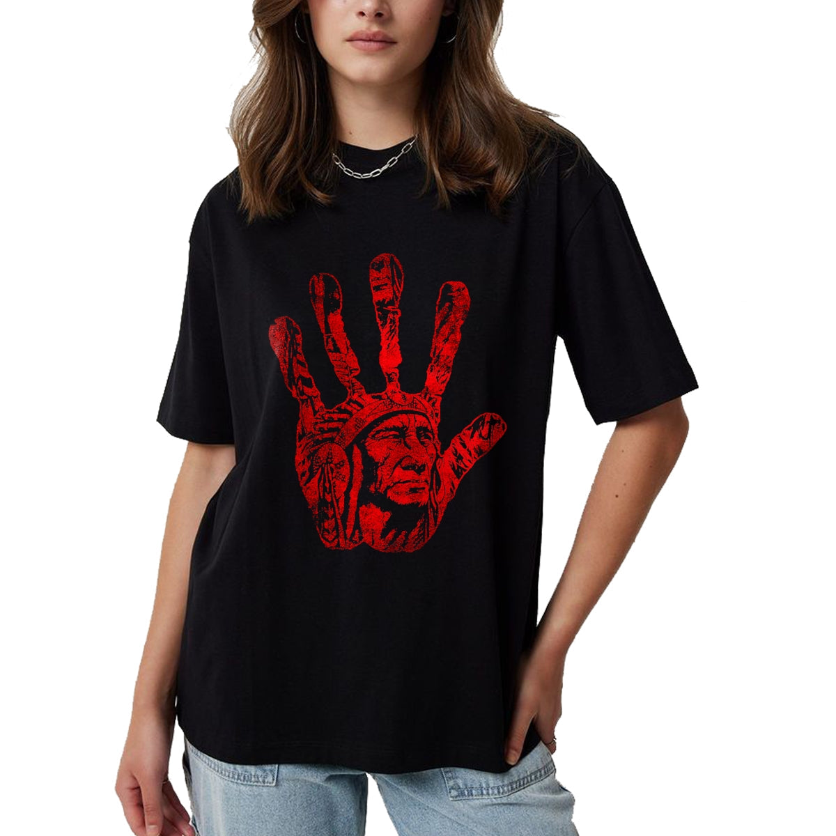 Native American T-Shirts, Vintage Native American Unisex T-Shirt/Hoodie/Sweatshirt HLT00 - Native American Indigenous Red Hand Indian Blood Themed T-Shirt (1)