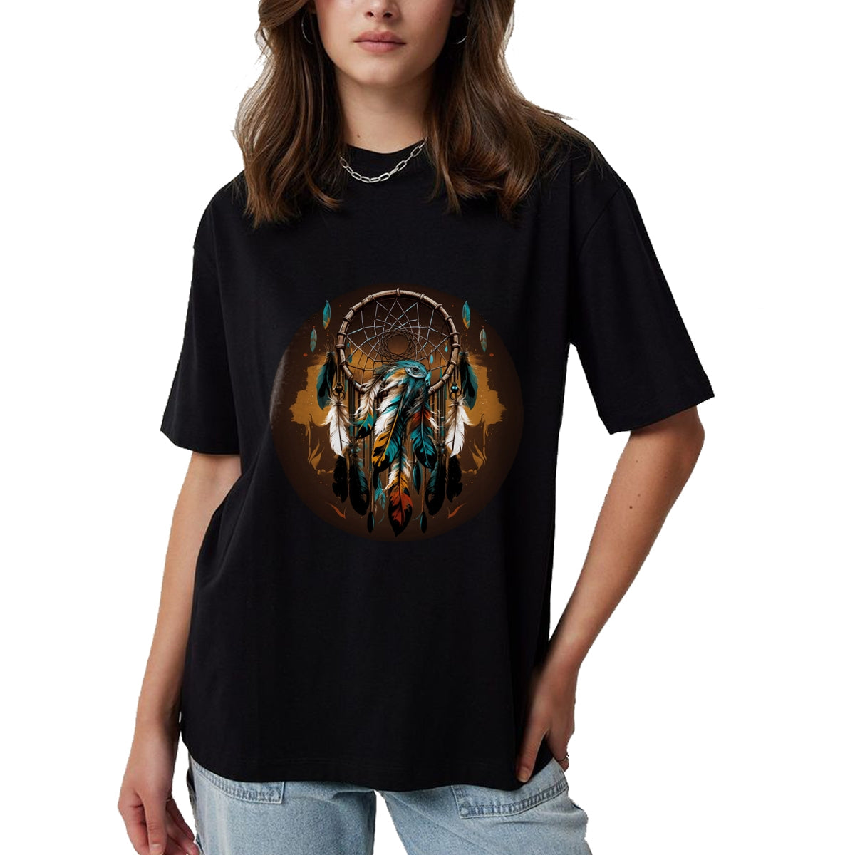 Native American T-Shirts, Vintage Native American Unisex T-Shirt/Hoodie/Sweatshirt HLT00 - Native American Dreamcatcher Indian Design Long Sleeve T-Shirt (1)