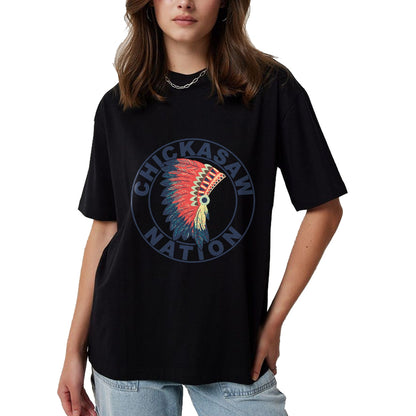 Native American T-Shirts, Vintage Native American Unisex T-Shirt/Hoodie/Sweatshirt HLT00 - American Flag - Chickasaw Nation Headdress Native American Chickasaw Tribe T-Shirt