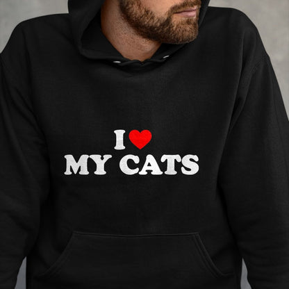 Cat Love Shirt, Funny Cat Lover Gift UnisexT-Shirt/Hoodie/Sweatshirt HLT00 - I Love My Cats T-Shirt, Women, Black, X-Small (1)
