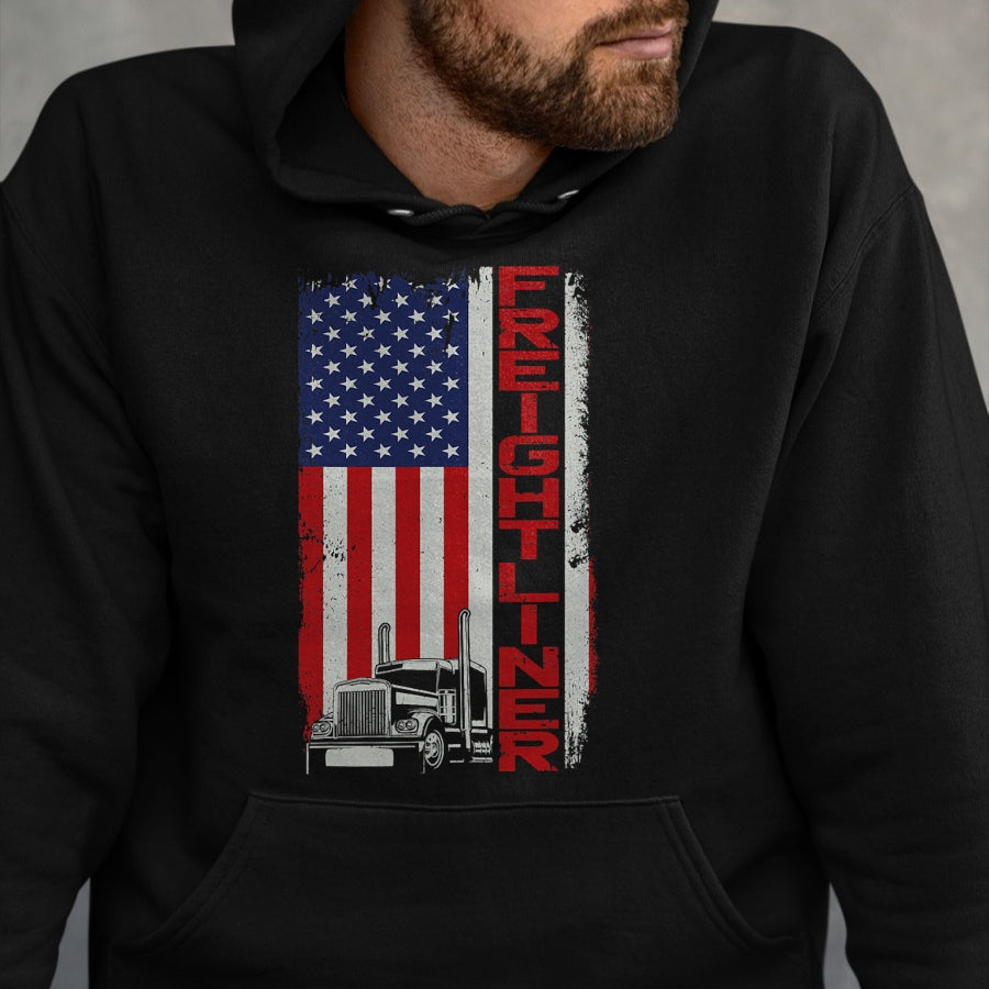 Best Truck Driver Life Shirt, Funny Trucker UnisexT-Shirt/Hoodie/Sweatshirt HLT00 - Trucker Truck Driver Halloween Pun Vintage USA American Flag T-Shirt