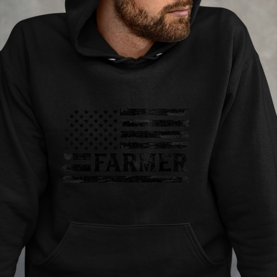 Best Farmer Life Shirt, Funny Farmer UnisexT-Shirt/Hoodie/Sweatshirt HLT00 - Farmer Black Vintage USA Flag Father's Day Farm Owner T-Shirt