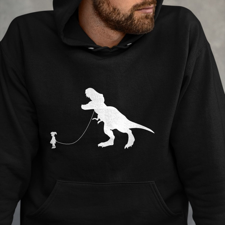 Best Dinosaur Lover Shirt, Funny Dinosaur UnisexT-Shirt/Hoodie/Sweatshirt HLT00 - T-Rex Dinosaur Pet on a Leach led by a Girl T-Shirt