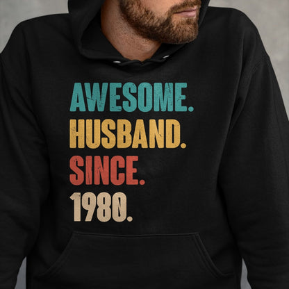 Best Wife Shirt, Wife and Husband Unisex T-Shirt/Hoodie/Sweatshirt HLT00 - Awesome Husband Since 1980 - 44th Wedding Anniversary Epic T-Shirt