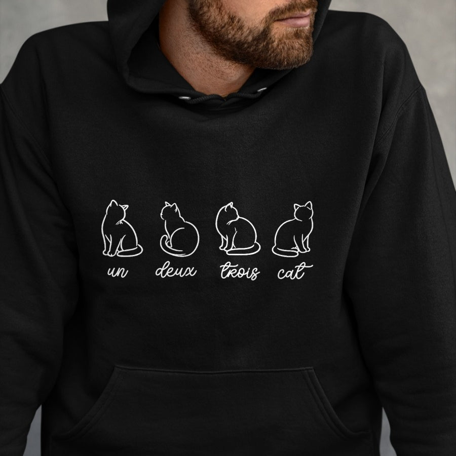Cat Love Shirt, Funny Cat Lover Gift UnisexT-Shirt/Hoodie/Sweatshirt HLT00 - French Un Deux Trois Cat, Counting, Minimalist, Cat Lover T-Shirt (2)