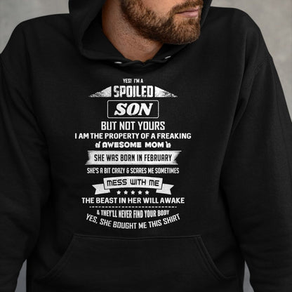 Best Wife Shirt, Wife and Husband Unisex T-Shirt/Hoodie/Sweatshirt HLT00 - Yes I'm Spoiled Son - February Mom Birthday Present T-Shirt