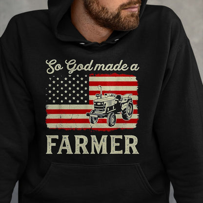 Best Farmer Life Shirt, Funny Farmer UnisexT-Shirt/Hoodie/Sweatshirt HLT00 - Vintage Old American Flag Patriotic So God Made A Farmer T-Shirt, Youth, Olive Green, Medium