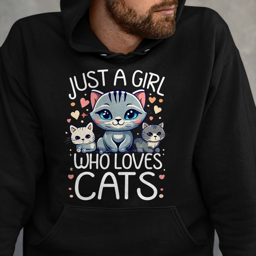 Cat Love Shirt, Funny Cat Lover Gift UnisexT-Shirt/Hoodie/Sweatshirt HLT00 - Just a Girl who Loves Cats Cute Cat Lover T-Shirt (1)
