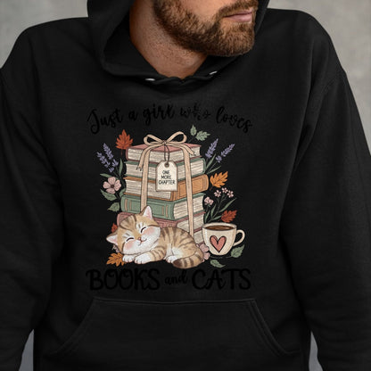 Cat Love Shirt, Funny Cat Lover Gift UnisexT-Shirt/Hoodie/Sweatshirt HLT00 - Pretty Just a Girl Who Loves Books and Cats Cat Lover Long Sleeve T-Shirt