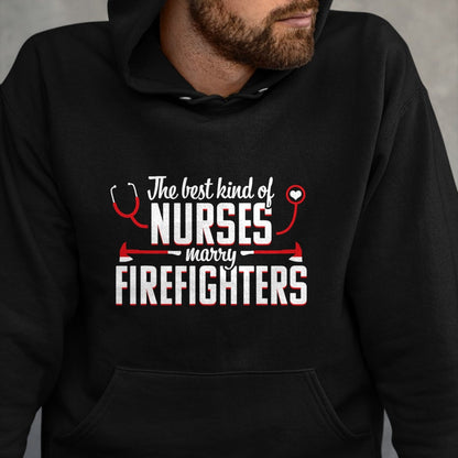 Funny Nurse Shirt, Nurse Unisex T-Shirt/Hoodie/Sweatshirt HLT00 - Nurse Life Fire Wife Funny Best Firefighter Nursing T-Shirt