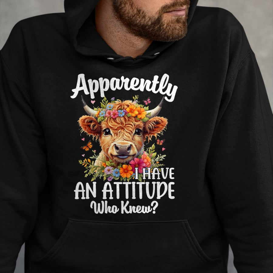 Best Farmer Life Shirt, Funny Farmer UnisexT-Shirt/Hoodie/Sweatshirt HLT00 - Apparently I Have an Attitude Who Knew Highland Cow Print T-Shirt