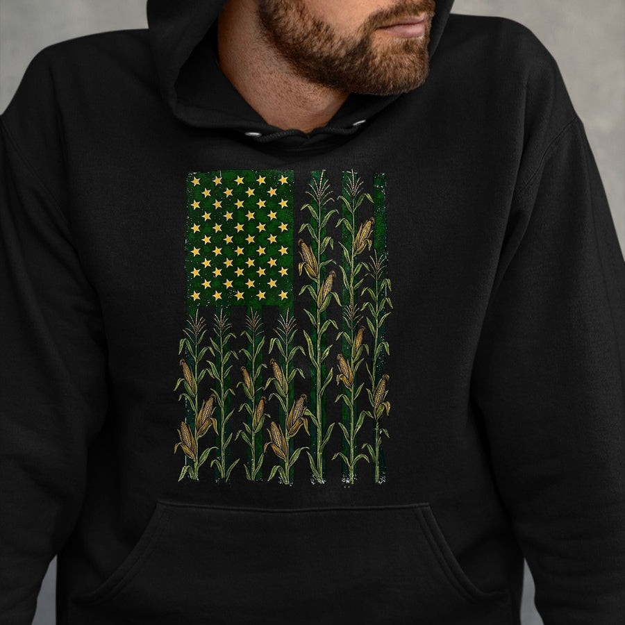Best Farmer Life Shirt, Funny Farmer UnisexT-Shirt/Hoodie/Sweatshirt HLT00 - Retro Vintage Corn US America Flag Funny Farmer Farm Flag T-Shirt