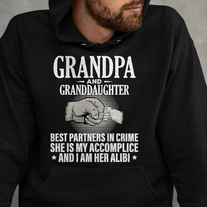 Best Grandpa Shirt, Proud Grandpa Unisex T-Shirt/Hoodie/Sweatshirt HLT00 - Grandpa and Granddaughter best partners in crime T-Shirt