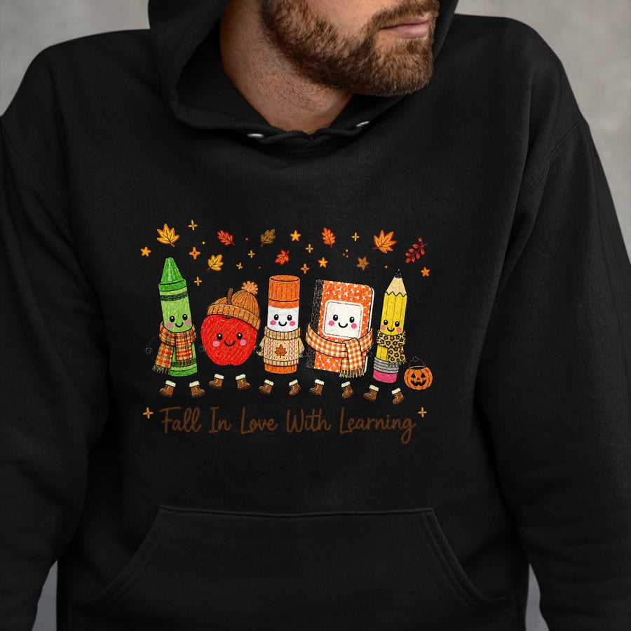 Best Teacher Shirt, Funny Teacher UnisexT-Shirt/Hoodie/Sweatshirt HLT00 - Fall in Love with Learning Teacher Classroom Women Kids T-Shirt