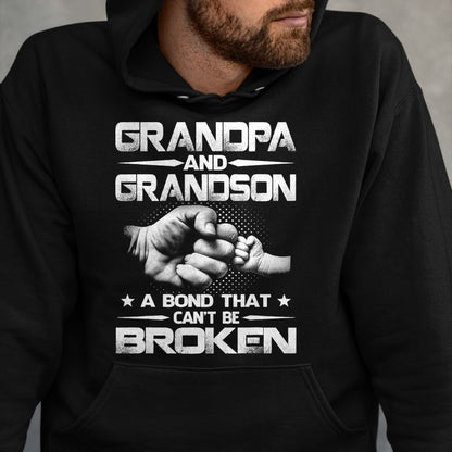 Best Grandpa Shirt, Proud Grandpa Unisex T-Shirt/Hoodie/Sweatshirt HLT00 - Grandpa And Grandson A Bond That Can't Be Broken T-Shirt