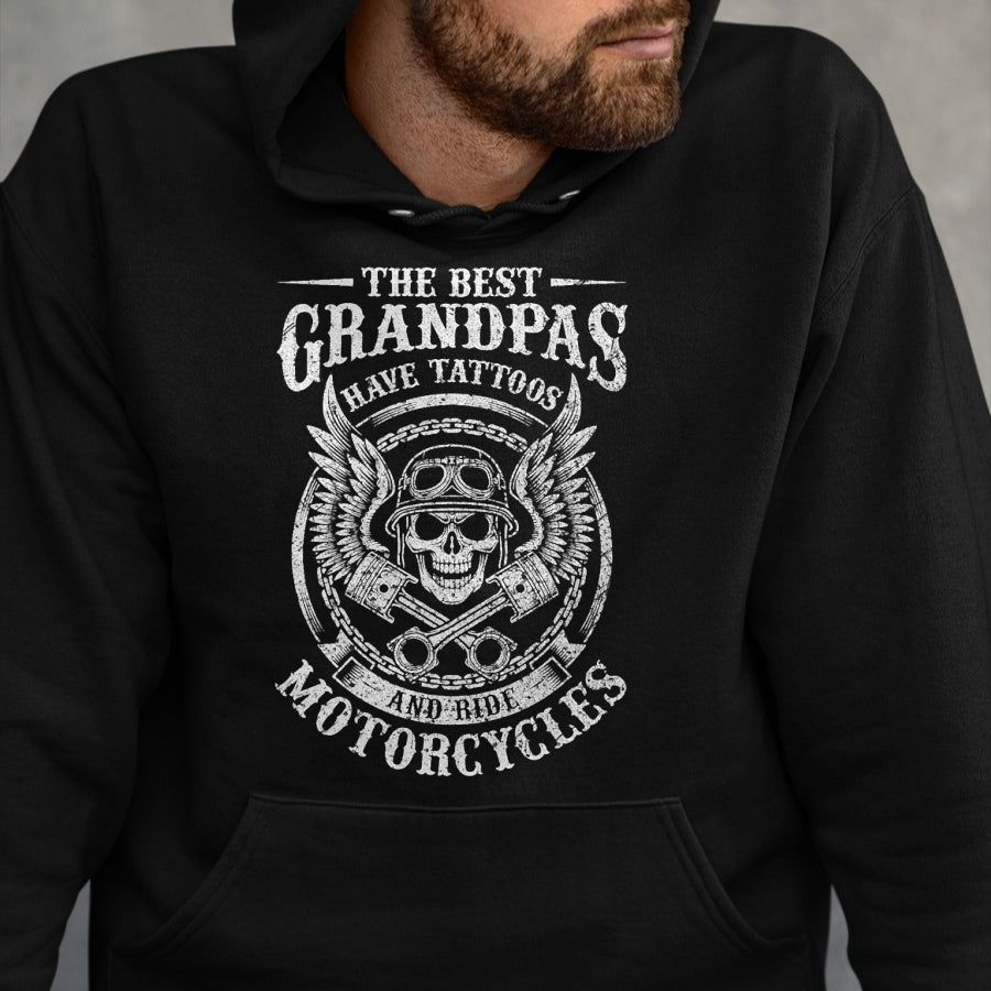 Best Grandpa Shirt, Proud Grandpa Unisex T-Shirt/Hoodie/Sweatshirt HLT00 -Best Grandpas Have Tattoos And Ride Motorcycles Biker Biking T-Shirt