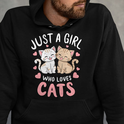 Cat Love Shirt, Funny Cat Lover Gift UnisexT-Shirt/Hoodie/Sweatshirt HLT00 - Cat Lover Just A Girl Who Loves Cats T-Shirt (1)
