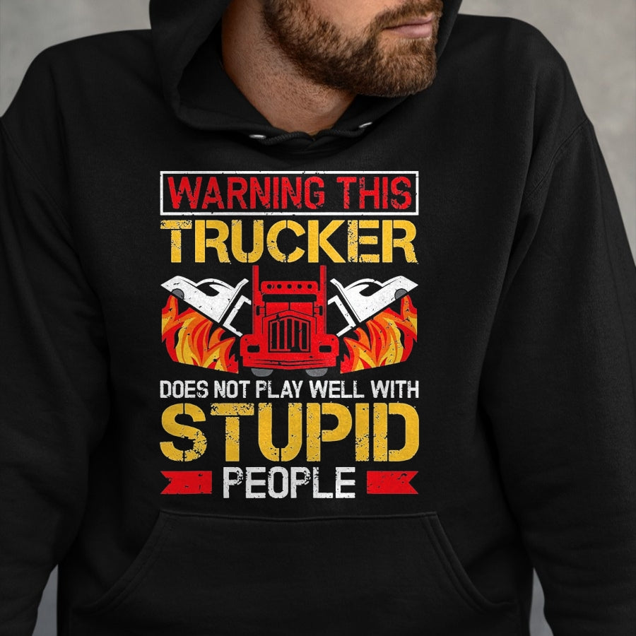 Best Truck Driver Life Shirt, Funny Trucker UnisexT-Shirt/Hoodie/Sweatshirt HLT00 - Funny Trucker Warning Semi Truck Driver Trucker T-Shirt, Men, Black, Large