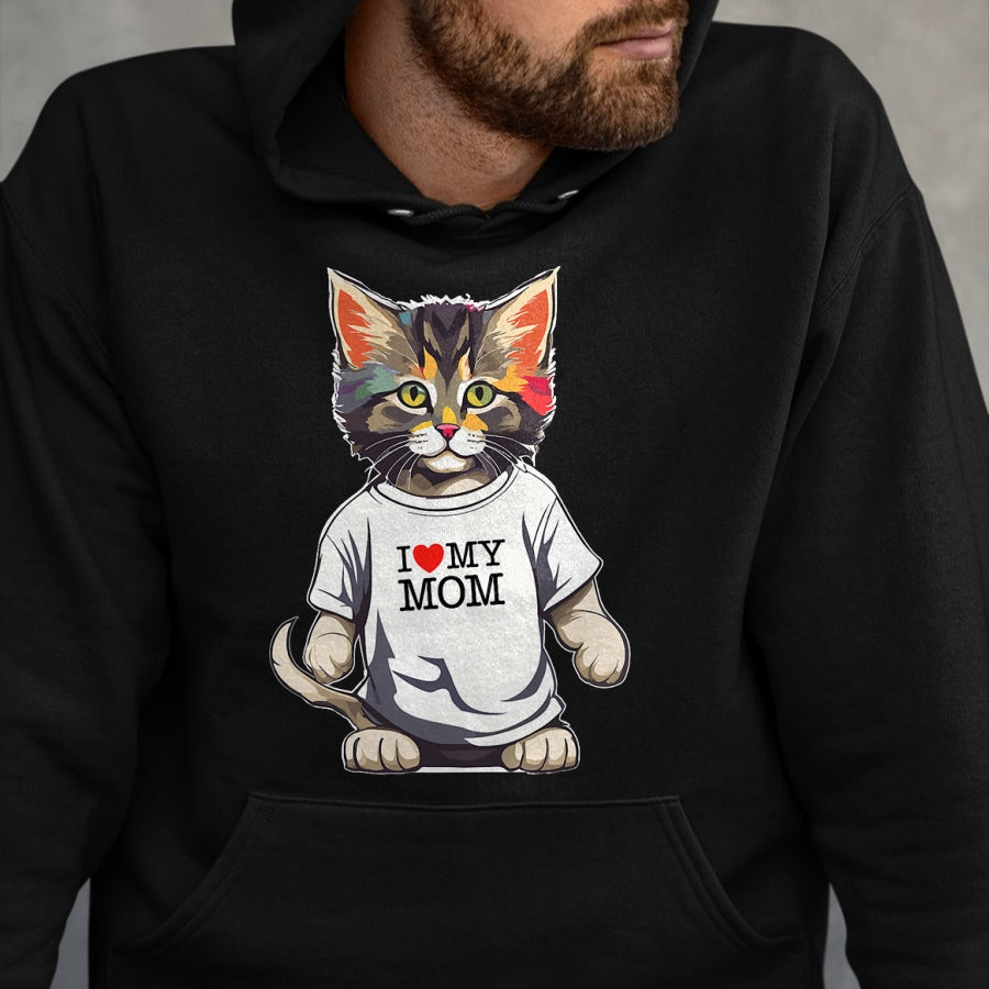 Cat Love Shirt, Funny Cat Lover Gift UnisexT-Shirt/Hoodie/Sweatshirt HLT00 - Cute Cat In I Love My Mom Shirt For Best Cat_s Mom Ever T-Shirt