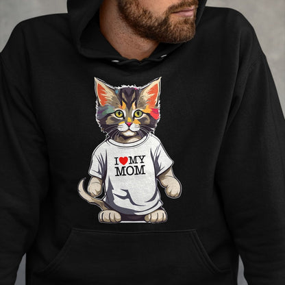 Cat Love Shirt, Funny Cat Lover Gift UnisexT-Shirt/Hoodie/Sweatshirt HLT00 - Cute Cat In I Love My Mom Shirt For Best Cat_s Mom Ever T-Shirt
