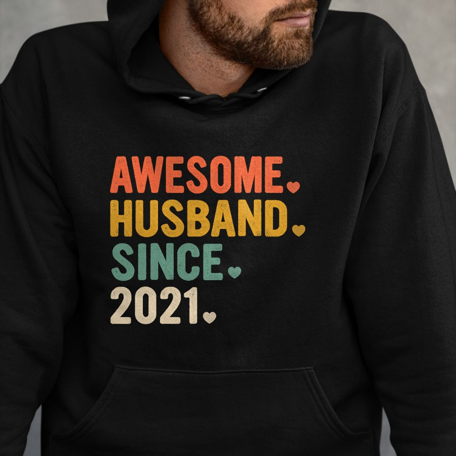 Best Wife Shirt, Wife and Husband Unisex T-Shirt/Hoodie/Sweatshirt HLT00 - 2 Years Anniversary for Him Awesome Husband Since 2021 T-Shirt