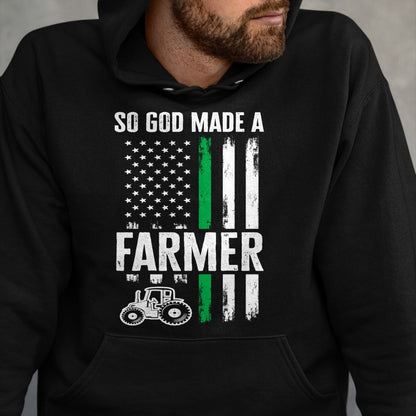 Best Farmer Life Shirt, Funny Farmer UnisexT-Shirt/Hoodie/Sweatshirt HLT00 - Patriotic American Flag Tractor So God Made A Farmer Long Sleeve T-Shirt