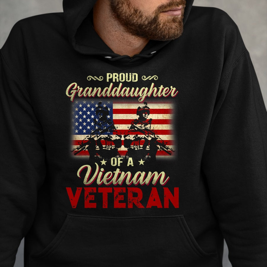 Best Grandpa Shirt, Proud Grandpa Unisex T-Shirt/Hoodie/Sweatshirt HLT00 - Proud Granddaughter Of A Vietnam Veteran Grandpa T-Shirt