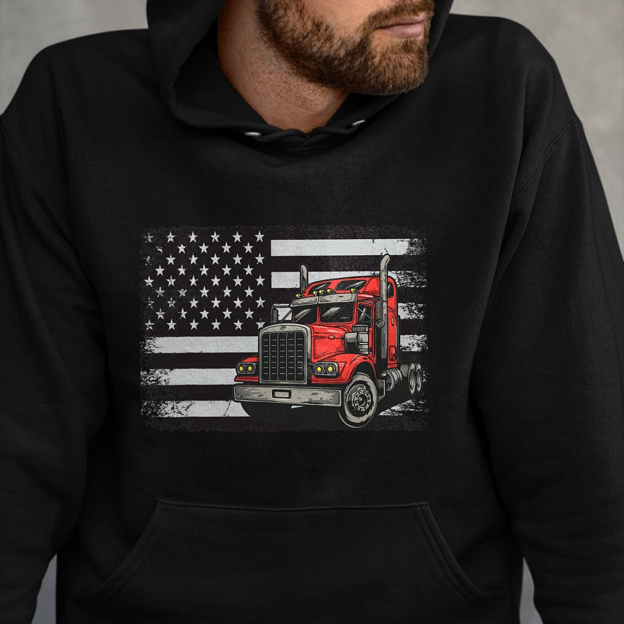 Best Truck Driver Life Shirt, Funny Trucker UnisexT-Shirt/Hoodie/Sweatshirt HLT00 - US American Flag Semi Truck Driver T-Shirt