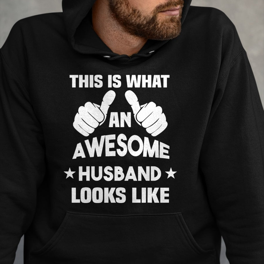 Best Wife Shirt, Wife and Husband Unisex T-Shirt/Hoodie/Sweatshirt HLT00 - This Is What An Awesome Husband Looks Like Gift T-Shirt (1)