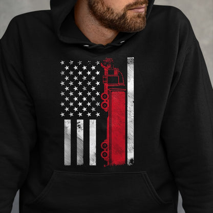 Best Truck Driver Life Shirt, Funny Trucker UnisexT-Shirt/Hoodie/Sweatshirt HLT00 - US American Flag Semi Truck Driver 18 Wheeler Trucker Gift Short Sleeve T-Shirt