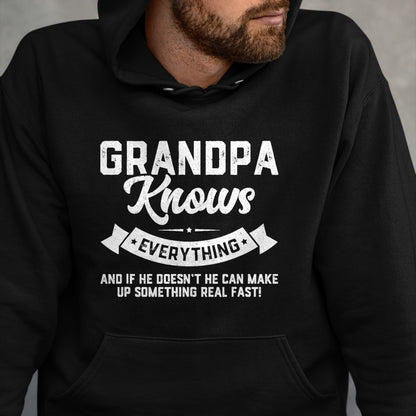 Best Grandpa Shirt, Proud Grandpa Unisex T-Shirt/Hoodie/Sweatshirt HLT00 - Grandpa Knows Everything 60th Gift Funny Father's Day T-Shirt