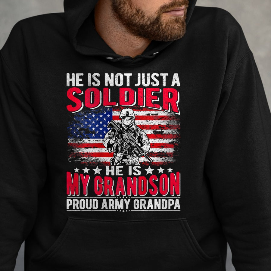 Best Grandpa Shirt, Proud Grandpa Unisex T-Shirt/Hoodie/Sweatshirt HLT00 - My Grandson Is A Soldier Hero Proud Army Grandpa Grandfather T-Shirt