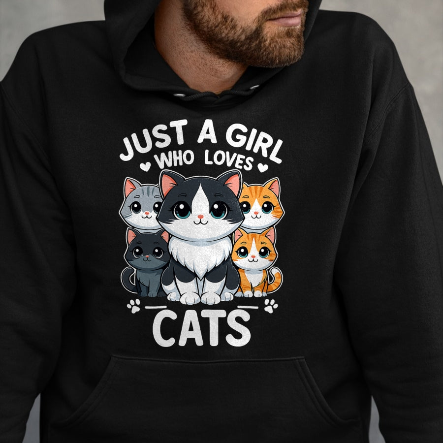 Cat Love Shirt, Funny Cat Lover Gift UnisexT-Shirt/Hoodie/Sweatshirt HLT00 - Just A Girl Who Loves Cats T-Shirt (1)