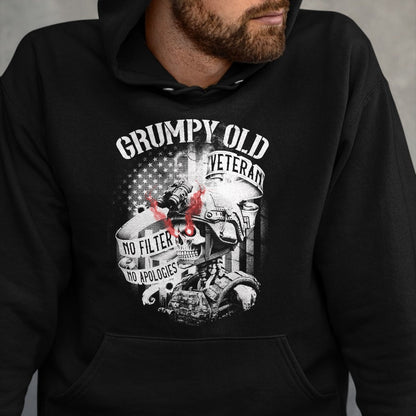 Proud Veteran Shirt, Funny Veteran UnisexT-Shirt/Hoodie/Sweatshirt HLT00 - Grumpy Old Veteran Funny Patriotic Military Humor Design T-Shirt