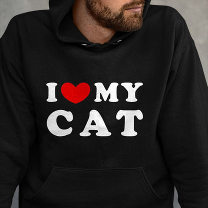 Cat Love Shirt, Funny Cat Lover Gift UnisexT-Shirt/Hoodie/Sweatshirt HLT00 - I Love My Cat, I Heart My Cat T-Shirt, Men, Dark Heather Grey, Large