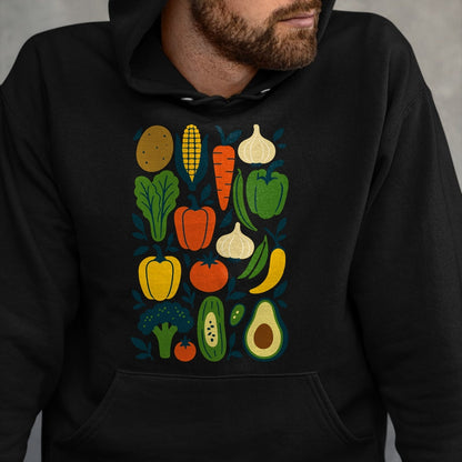 Best Farmer Life Shirt, Funny Farmer UnisexT-Shirt/Hoodie/Sweatshirt HLT00 - Retro Vegetable Garden Pattern Veggie Farmer Market Vegan Long Sleeve T-Shirt