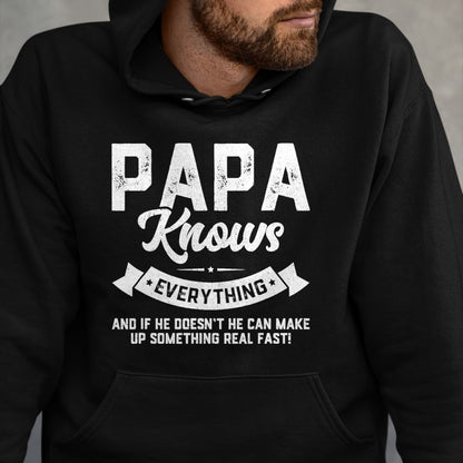 Best Grandpa Shirt, Proud Grandpa Unisex T-Shirt/Hoodie/Sweatshirt HLT00 - Papa Knows Everything 60th Gift Funny Father's Day T-Shirt (1)
