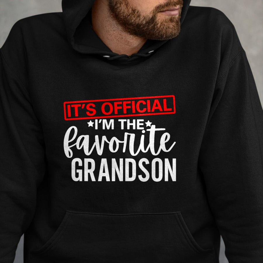 Best Grandpa Shirt, Proud Grandpa Unisex T-Shirt/Hoodie/Sweatshirt HLT00 - It's Official I'm The Favorite Grandson Kids Gifts Grandpa T-Shirt