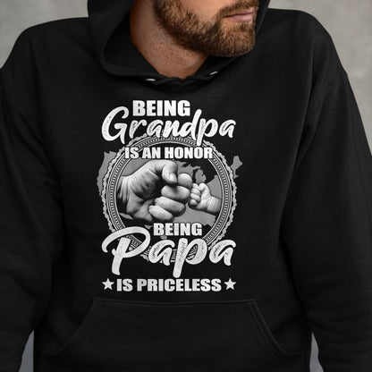 Best Grandpa Shirt, Proud Grandpa Unisex T-Shirt/Hoodie/Sweatshirt HLT00 -Being Grandpa Is An Honor Being PaPa is Priceless (on back) T-Shirt (1)