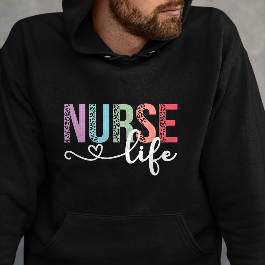 Funny Nurse Shirt, Nurse Unisex T-Shirt/Hoodie/Sweatshirt HLT00 - Women Nurse Life RN LPN CNA Leopard Nurse Week Healthcare T-Shirt