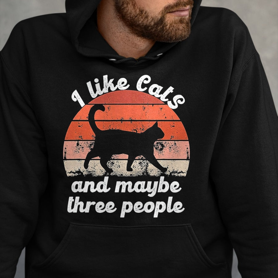 Cat Love Shirt, Funny Cat Lover Gift UnisexT-Shirt/Hoodie/Sweatshirt HLT00 - I Like Cats and Maybe 3 People T-Shirt, Men, Black, 3X-Large (1)