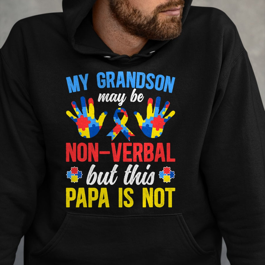 Best Grandpa Shirt, Proud Grandpa Unisex T-Shirt/Hoodie/Sweatshirt HLT00 - My Grandson Proud Autism Papa Autism Awareness For Papa T-Shirt